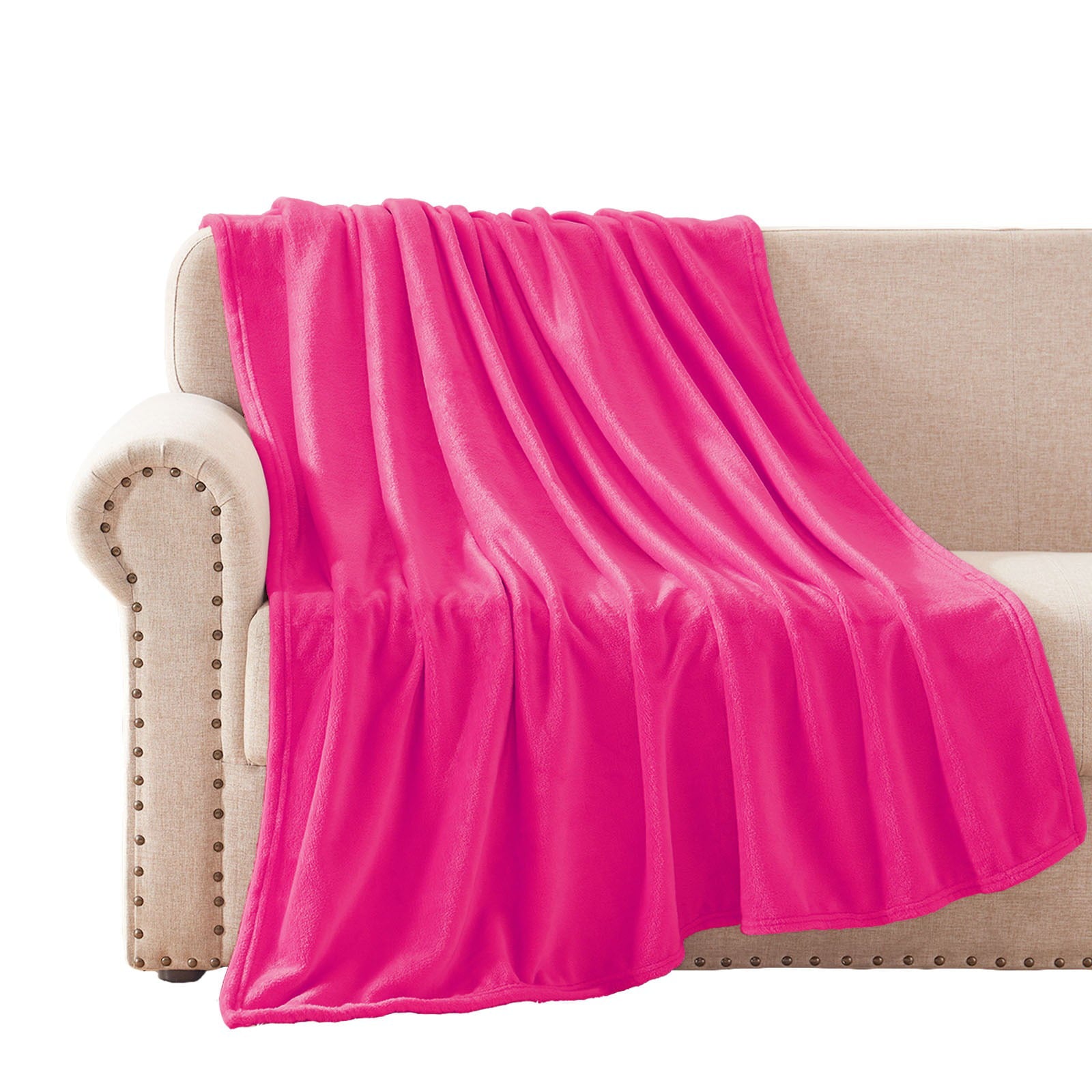 Exclusivo Mezcla Fleece Throw Blanket for Couch， Sofa and Bed， Super Soft Blankets and Warm Throws， Cozy， Plush， Lightweight (50x70 inches， Hot Pink)