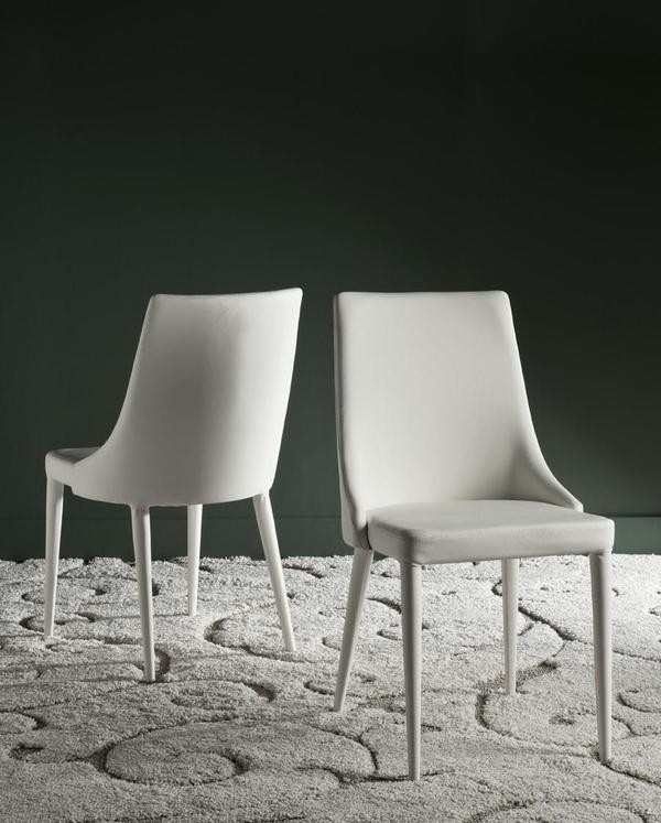 Maysa 19 quotH Leather Side Chair  Set of 2  White   Midcentury   Dining Chairs   by V.S.D Furniture  Houzz