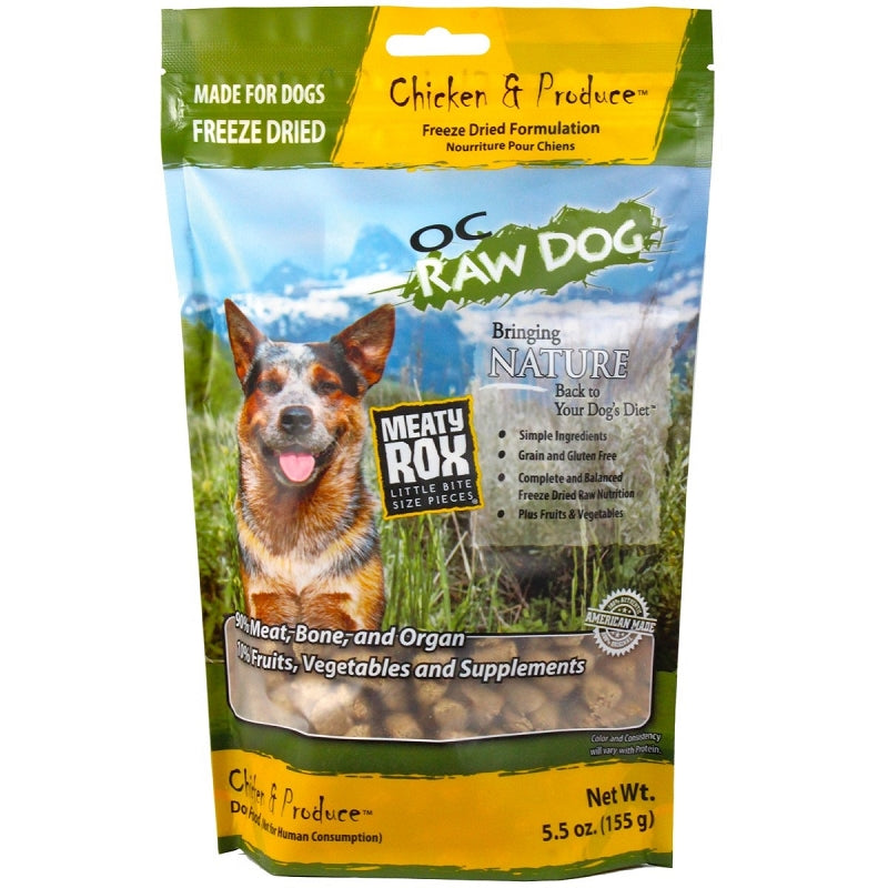 OC Raw Chicken and Produce Meaty Rox Freeze Dried Formulation Dog