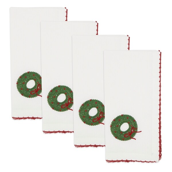 Winter Wreath Whip Stitch Napkin (Set of 4)