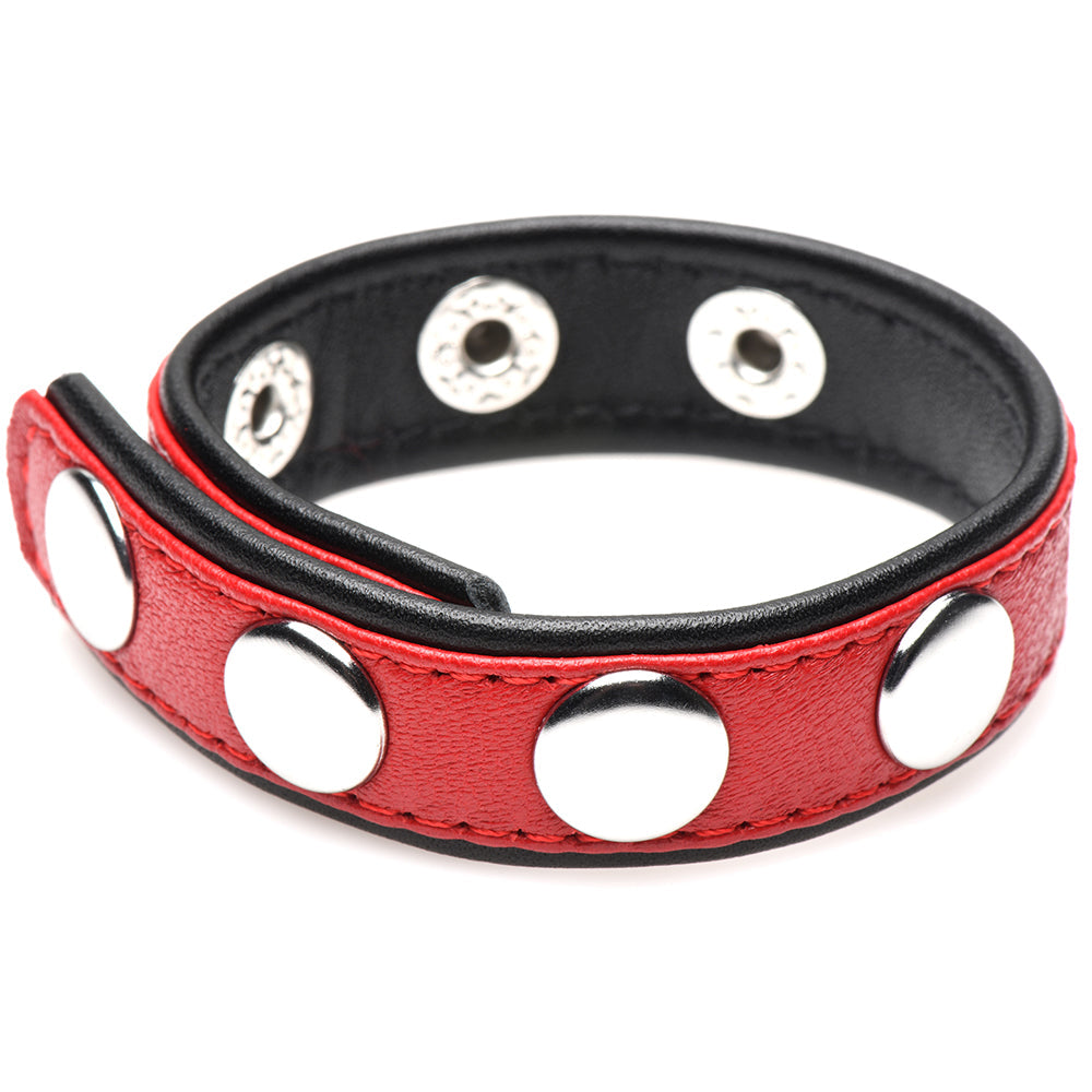 Strict Cock Gear Leather Snap Cock Ring in Red