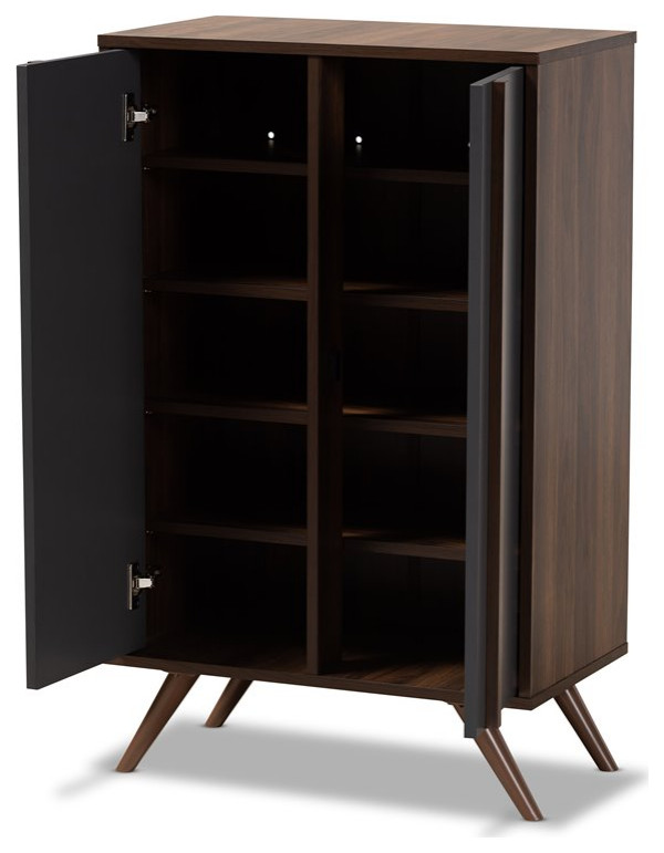 Baxton Studio Modern Grey And Walnut Shoe Cabinet   Midcentury   Accent Chests And Cabinets   by HedgeApple  Houzz