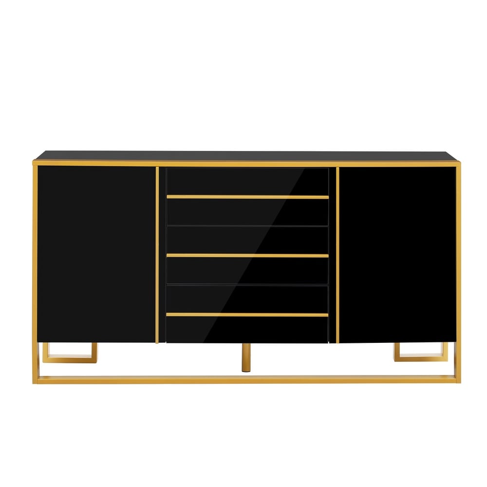 Sideboard with Large Storage Space and Gold Metal Legs   N/A