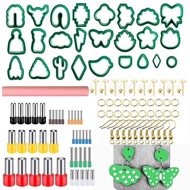 106-1 116 In 1 Clay Cutter Set Diy Clay Earring Mould Clay Earrings Making Tools(Dark Green)