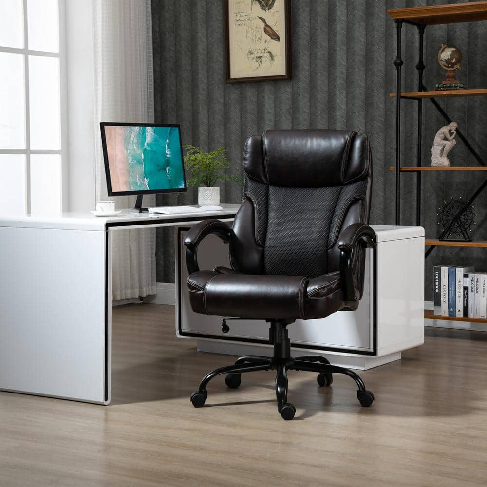 Vinsetto Brown, Big and Tall Ergonomic Executive Office Chair High Back Adjustable Computer Task Chair Swivel PU Leather 921-462