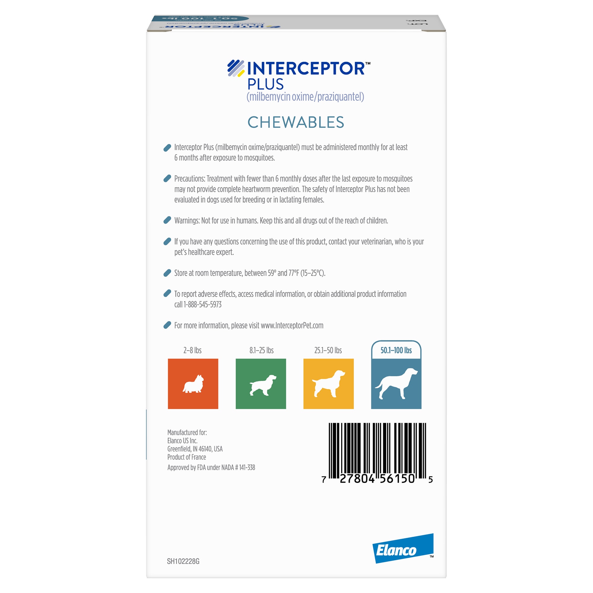 Interceptor Plus Chewables for Dogs 50 to 100 lbs.， 6 Month Supply