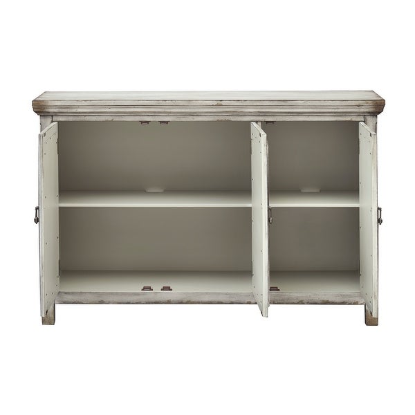 3 Door Storage Credenza/Cabinet with Mirrored Doors - Burnished Grey