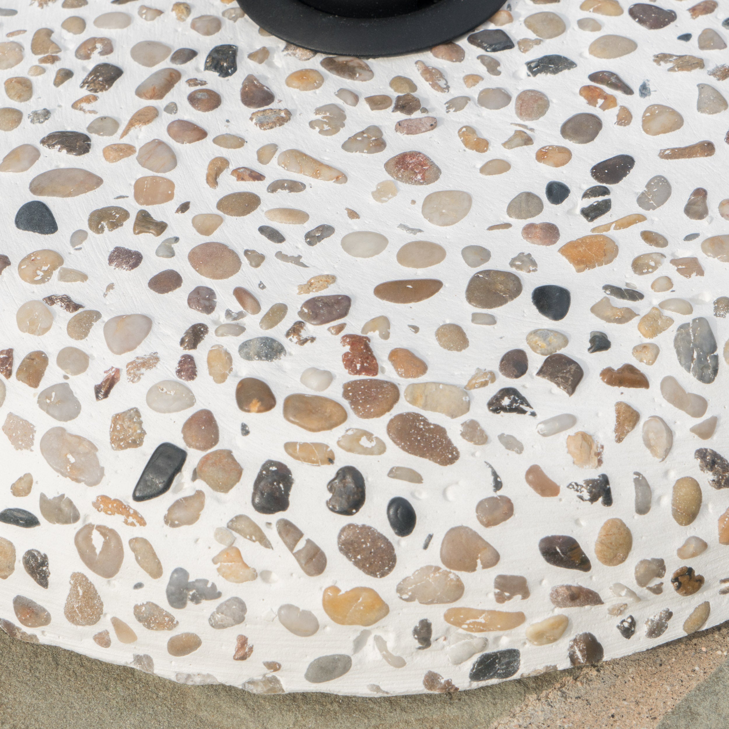 Mohave Outdoor Colorful Stone Concrete and Black Steel Unbrella Base