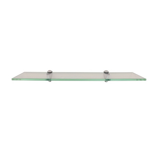 Glass Wall Shelf With Silver Brackets Inplace