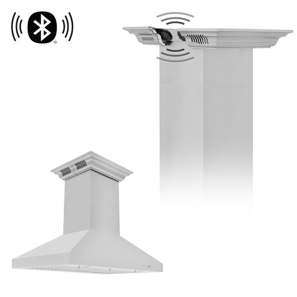 ZLINE Ducted Vent Island Mount Range Hood with Built-in CrownSound?