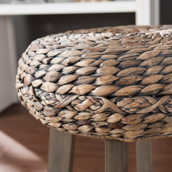 SEI Furniture Belize Grey Washed Wicker Counter Stool (Set of 2)