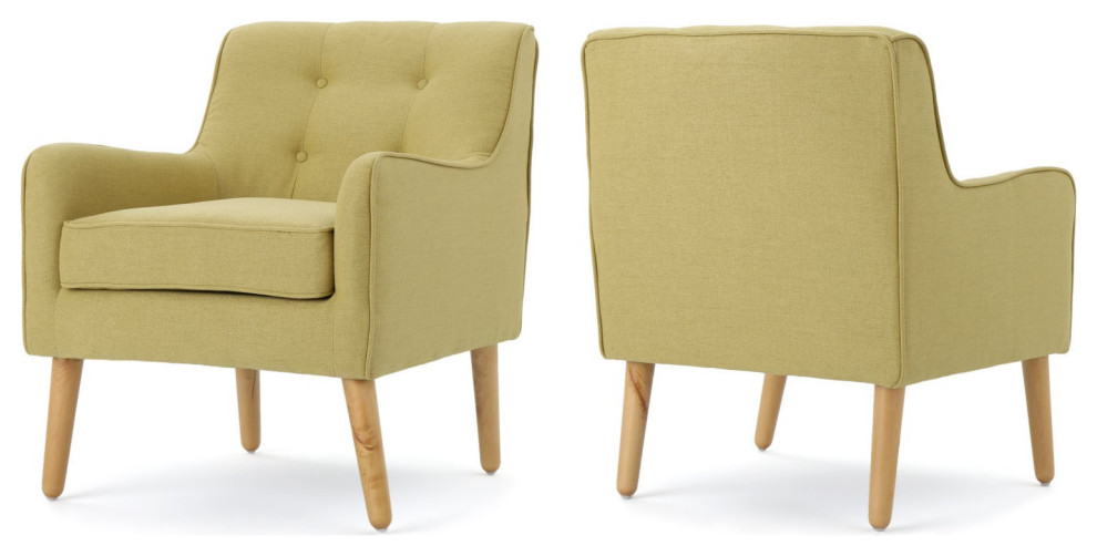 Set of 2  Armchair  Padded Seat With Button Tufted Back and Pipe Details   Midcentury   Armchairs And Accent Chairs   by Declusia  Houzz