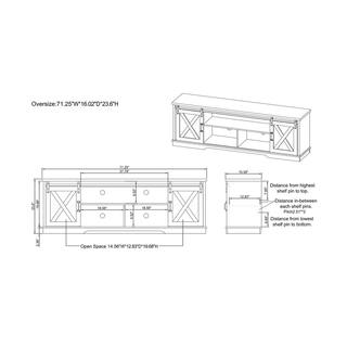 Furniture of America Cheverly 71 in. Vintage Gray Oak TV Stand Fits TV's up to 80 in. with 4 Cable Management FGI-2087C35