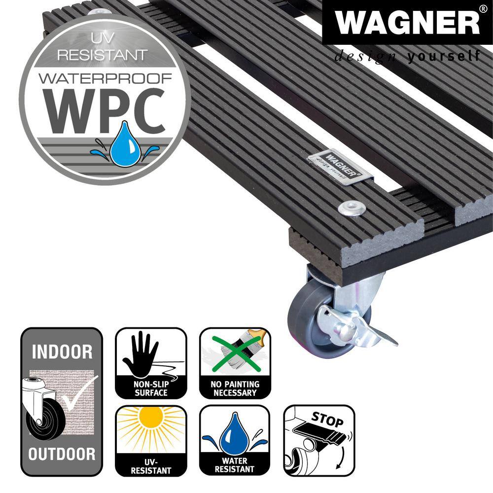 Wagner 11.4 in. Gray Square WPC Plant Caddy-Wood Plastic Composite 64-0520