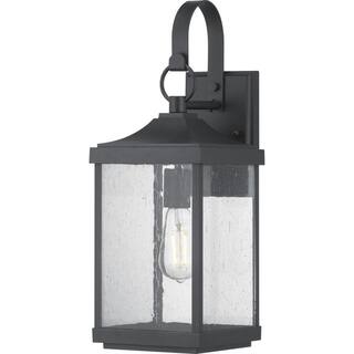 Progress Lighting Park Court 19 in. 1-Light Textured Black Traditional Outdoor Wall Lantern with Clear Seeded Glass P560154-031