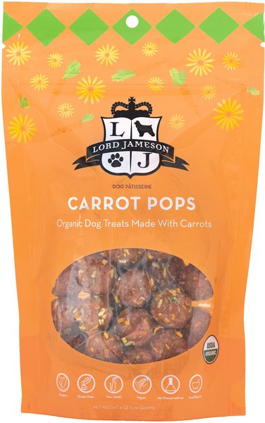 Lord Jameson Carrot Pops Vegan Dog Treats， 6-oz bag