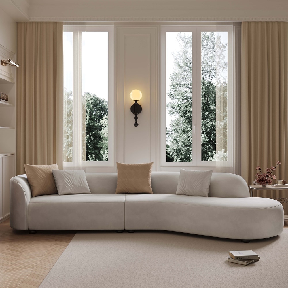 Modern 131in Curved Sofa for the Living Room Sofa Bed Sleeper Sofa Comfy Lounge Sofa White Sofa