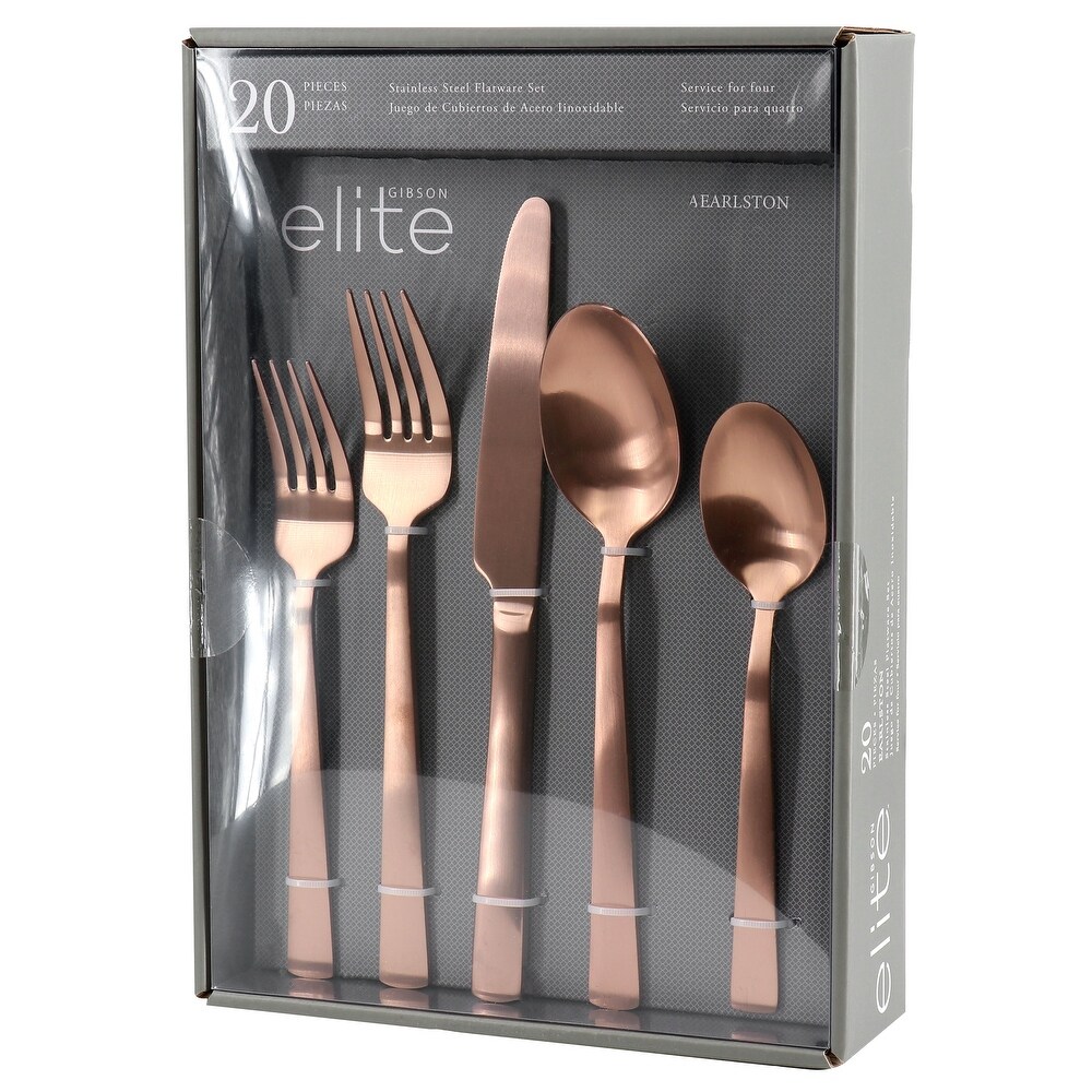 20 Piece Stainless Steel Flatware Set in Bronze