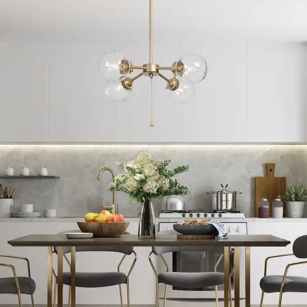 Velus Modern Gold 4-light Orb Glass Chandelier Ceiling Pendant for Dining Room - D19.7