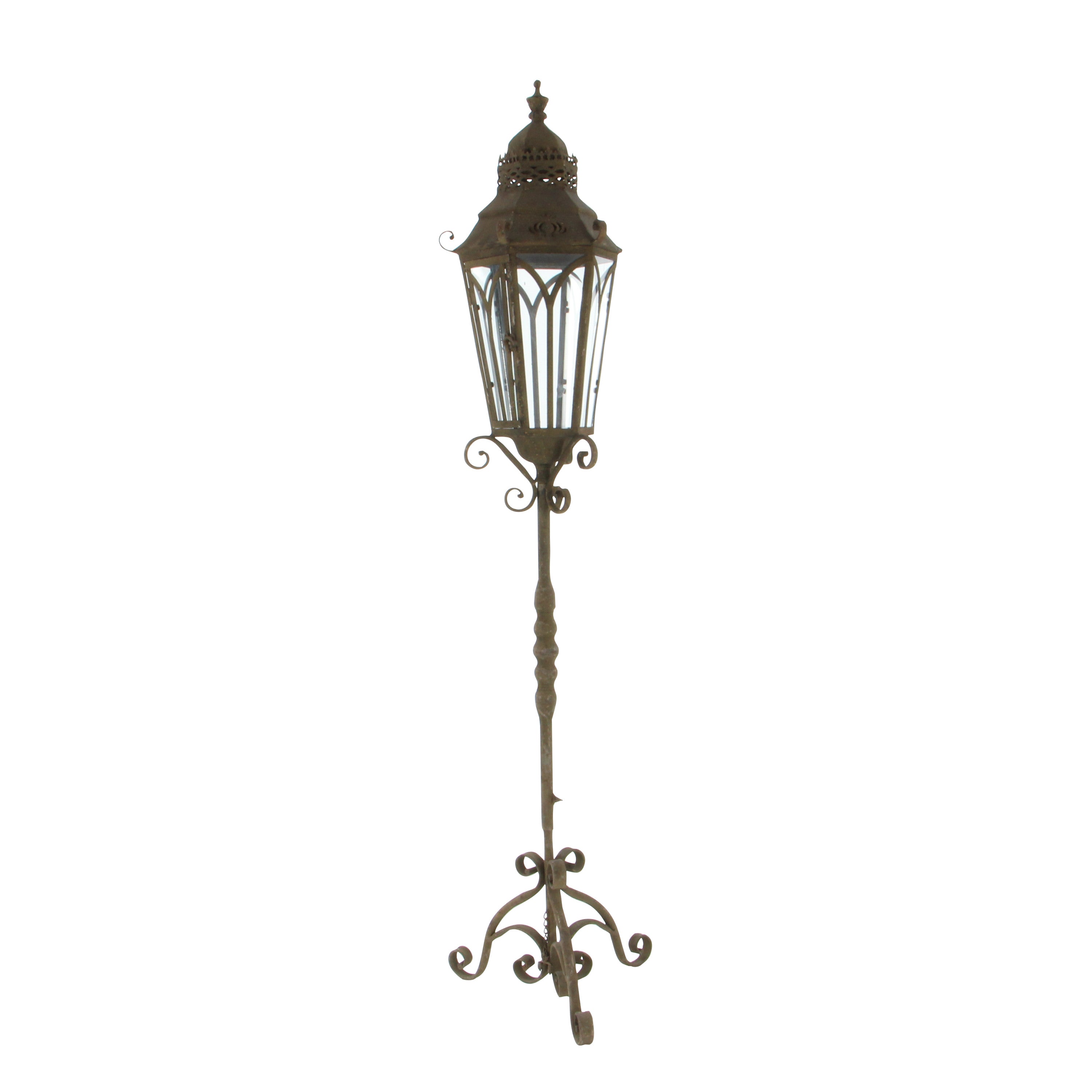 DecMode Brown Metal Tall Standing Candle Lantern