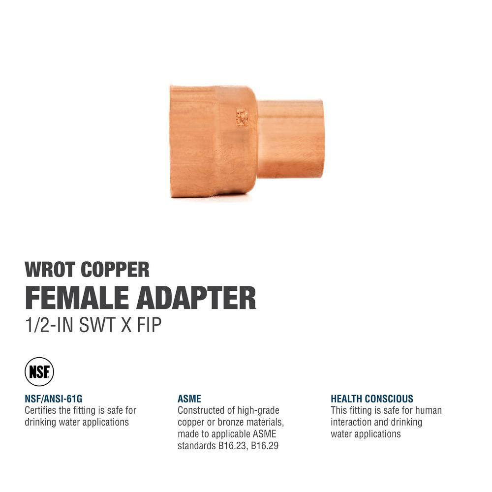 Everbilt 12 in. Copper Pressure Cup x FPT Female Adapter Fitting W 01231EB