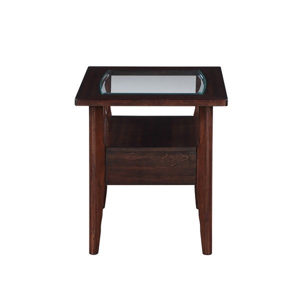 Genoas Traditional Walnut and Glasstop End Table by Furniture of America