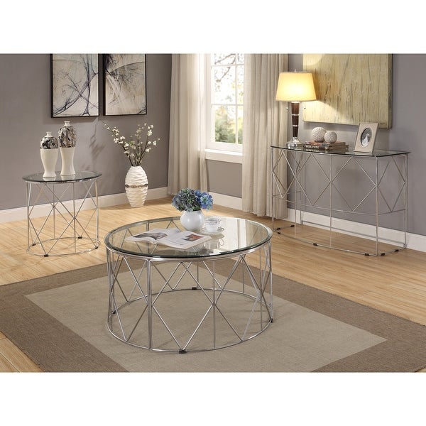 Furniture of America Eila Contemporary Round Glass 23-inch Side Table