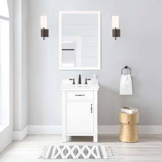 Home Decorators Collection Bellington 24 in. W x 22 in. D x 34.5 in. H Bath Vanity in White with White Engineered Stone Top Bellington 24W