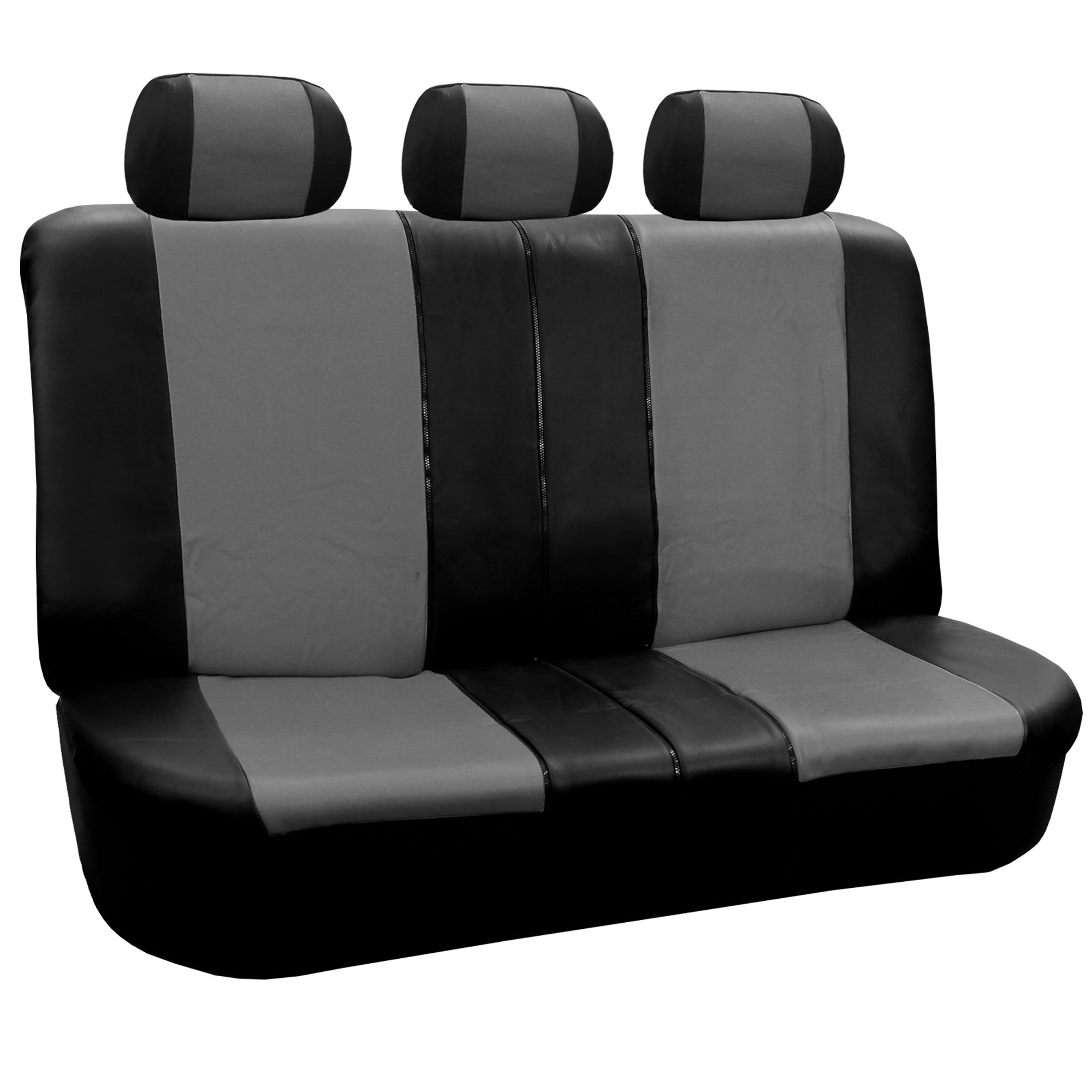 FH Group， Leather Seat Covers for Car Gray w/ Free Air Freshener， Airbag Compatible / Split Bench Covers