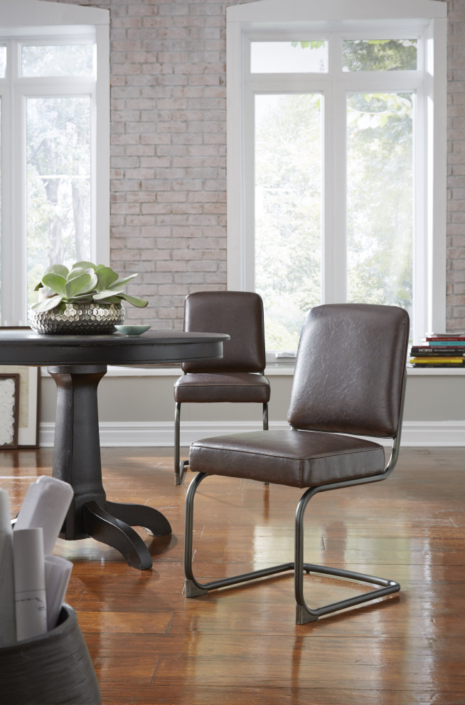 Savi Modern Set of 2 Chair in Chocolate with Metal   Industrial   Dining Chairs   by AMOC  Houzz