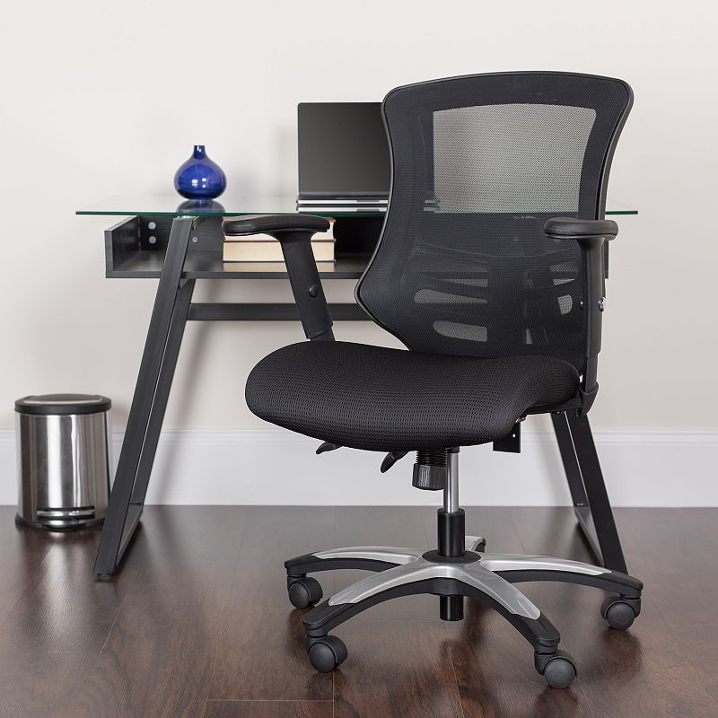 Emma and Oliver High Back Black Mesh Multifunction Ergonomic Office Chair with Molded Foam Seat