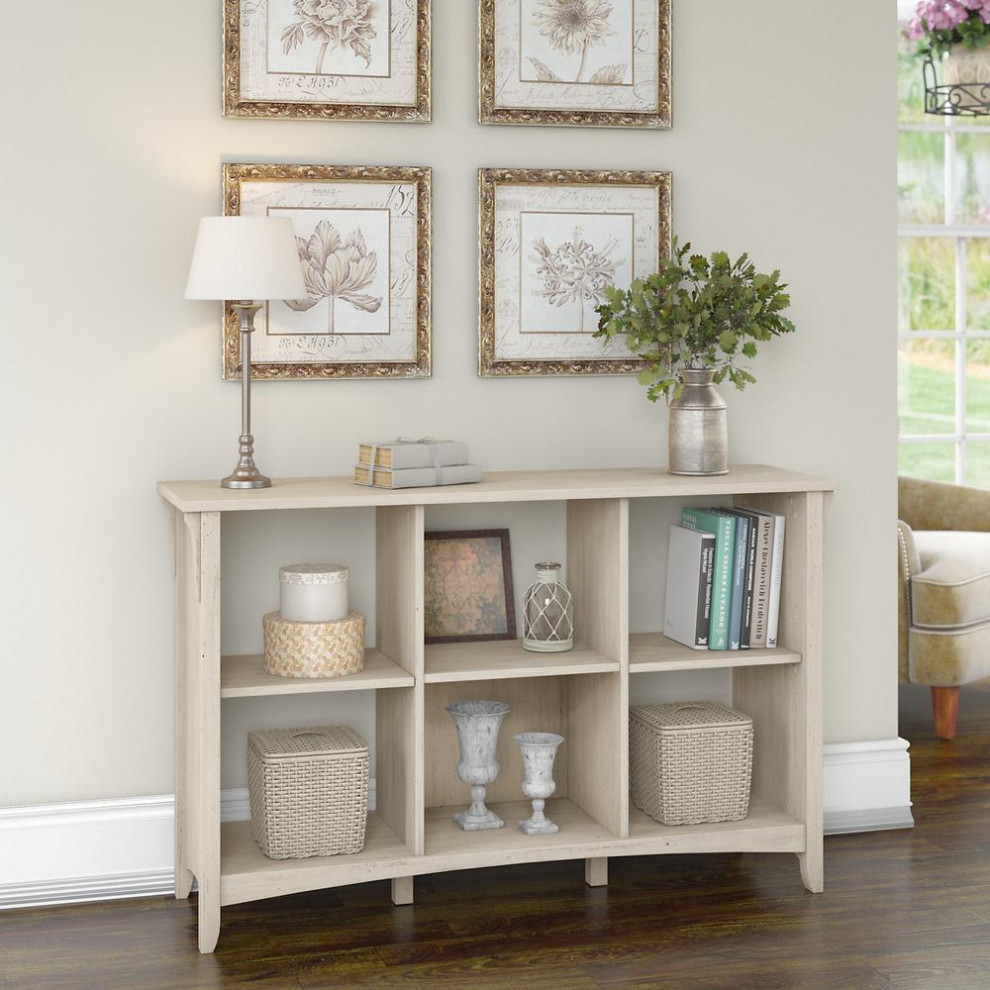 Bush Furniture Salinas 6 Cube Organizer in Antique White   Farmhouse   Bookcases   by Homesquare  Houzz