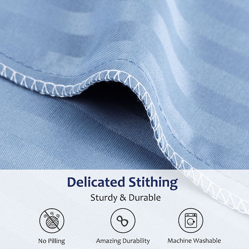 Soft 100GSM Striped Bed Fitted Sheets 16 Inch Deep Pocket Queen 59W x 80L