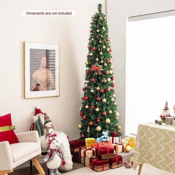 Costway 5/6/7/8 FT PreLit Artificial Xmas Tree with Colorful Fiber