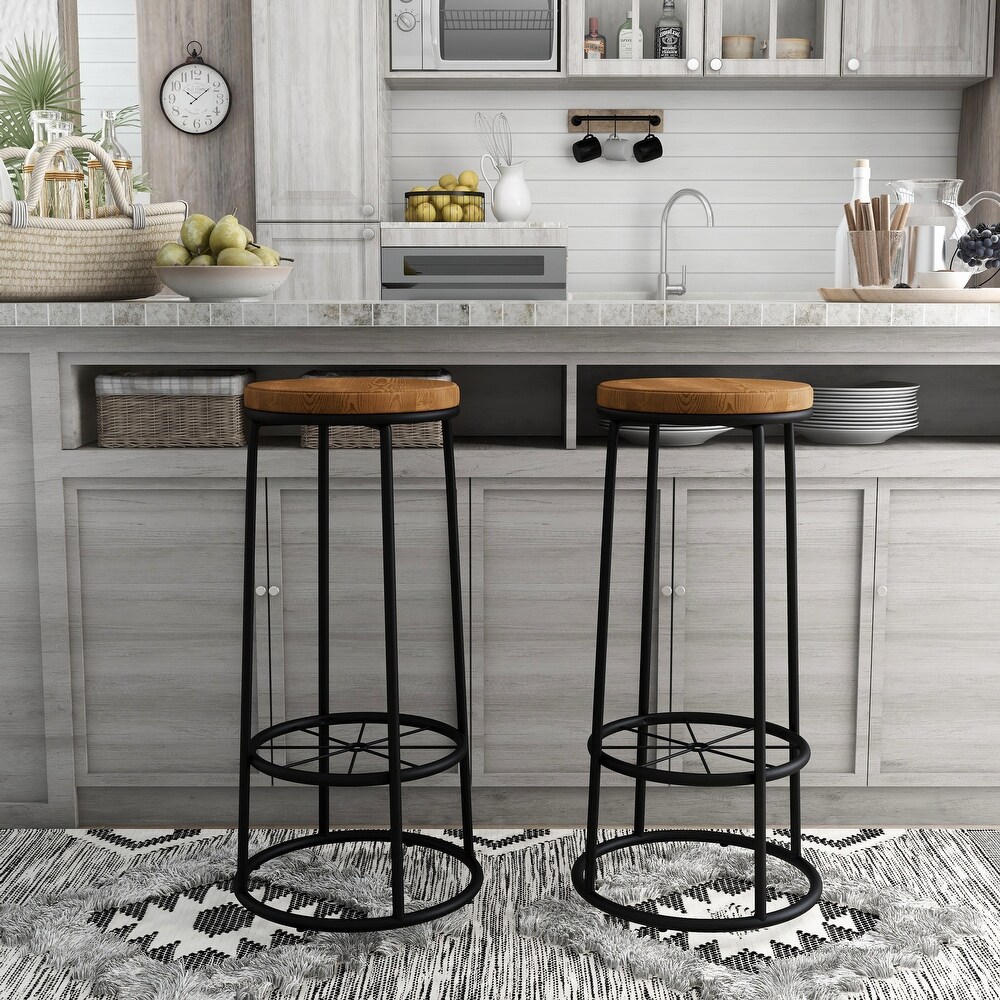 Lodz Rustic Metal Round Barstools (Set of 2) by Furniture of America