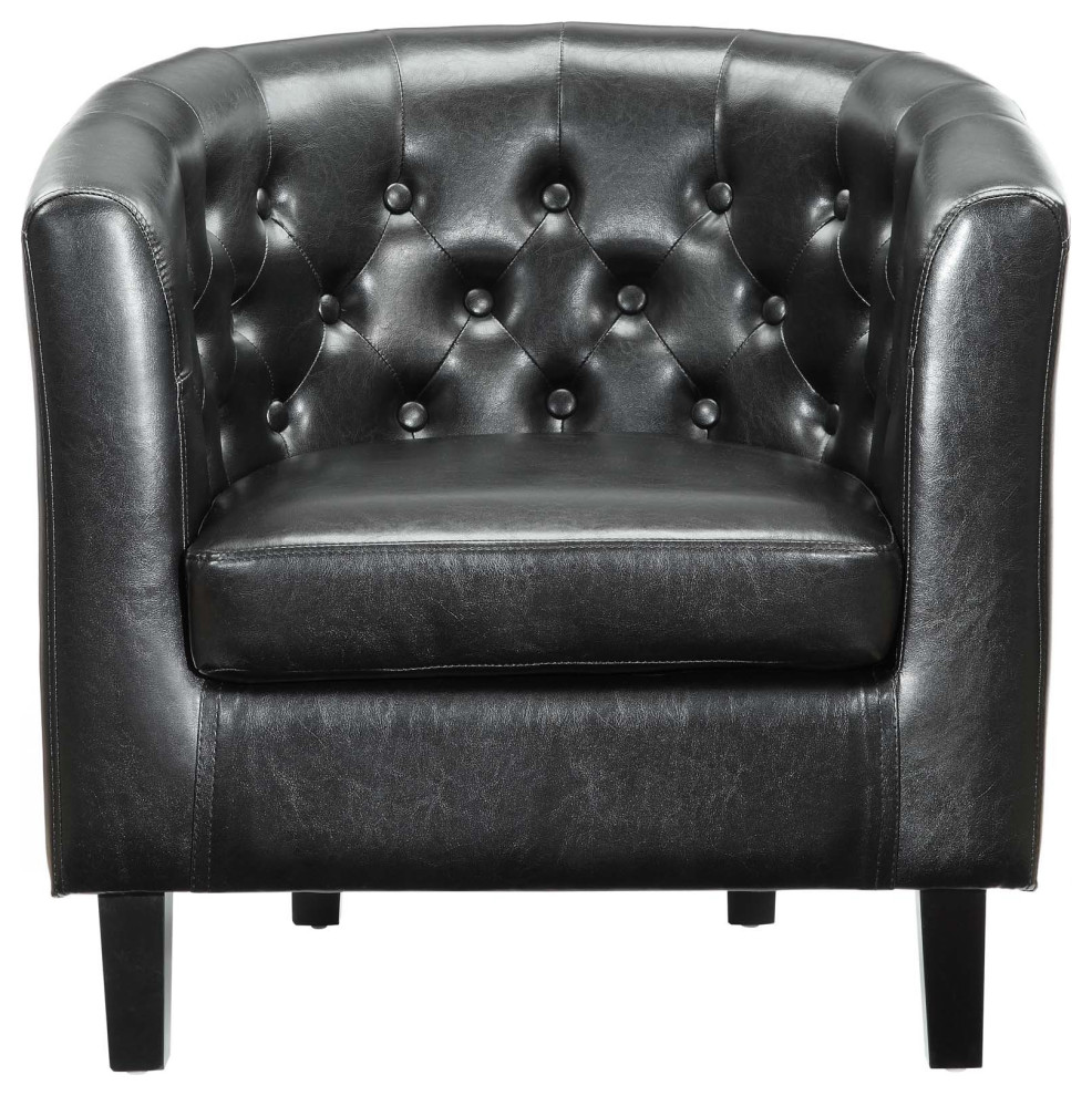 Modway Prospect 2 Piece Modern Faux Leather Loveseat and Armchair Set in Black   Modern   Sectional Sofas   by House Bound  Houzz