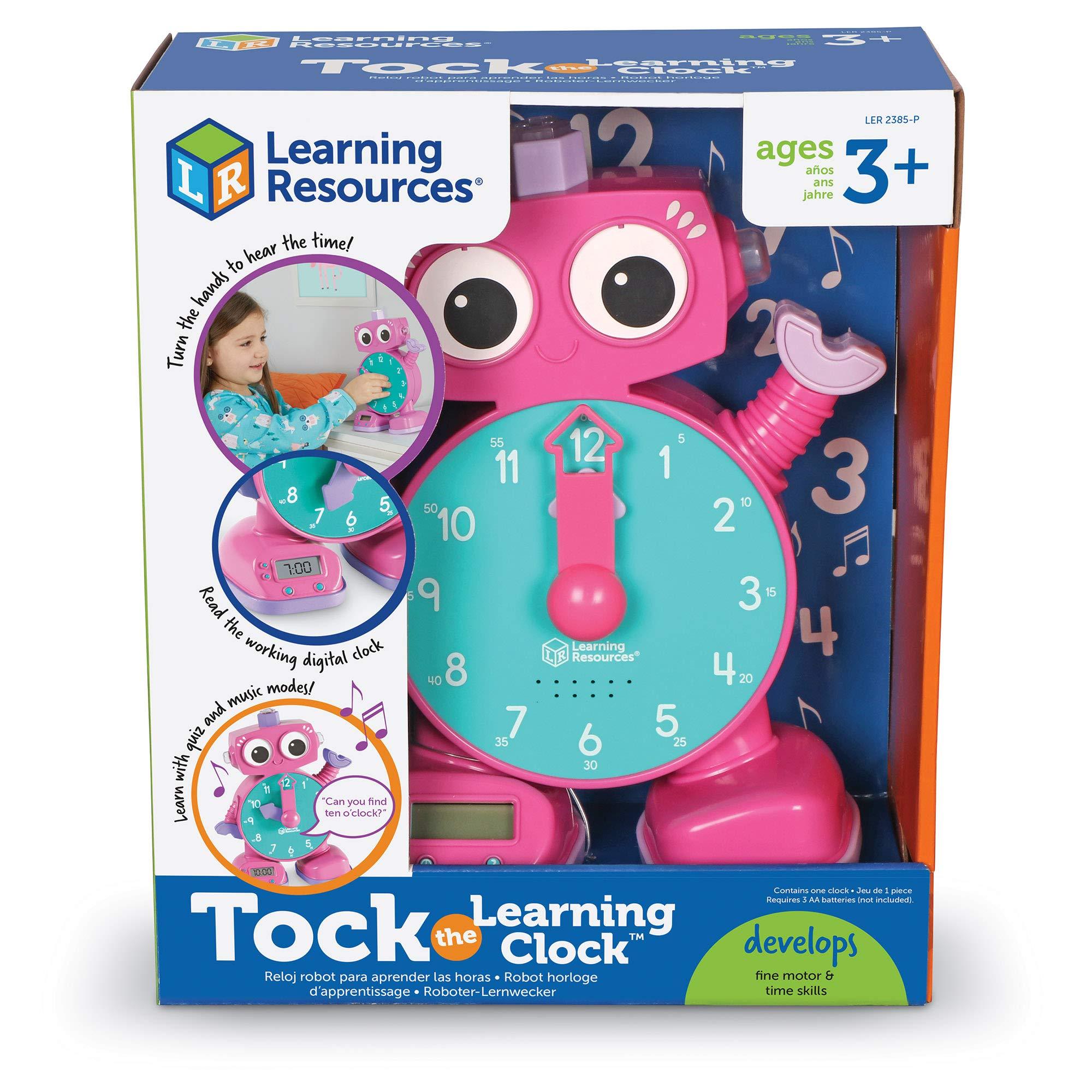 Learning Resources Tock the Learning Clock Pink - Toddler Learning Toys for Boys and Girls Ages 3+