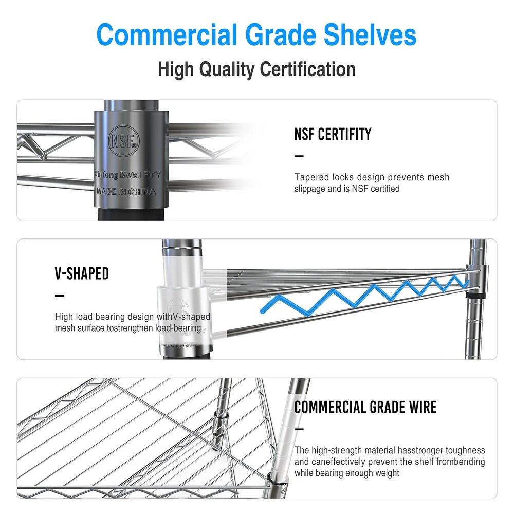 8 Tier Triangles Corners Wire Shelving Unit  NSF Height Adjustable Metal Storage Shelves  Heavy Duty Storage Wire Rack Shelves
