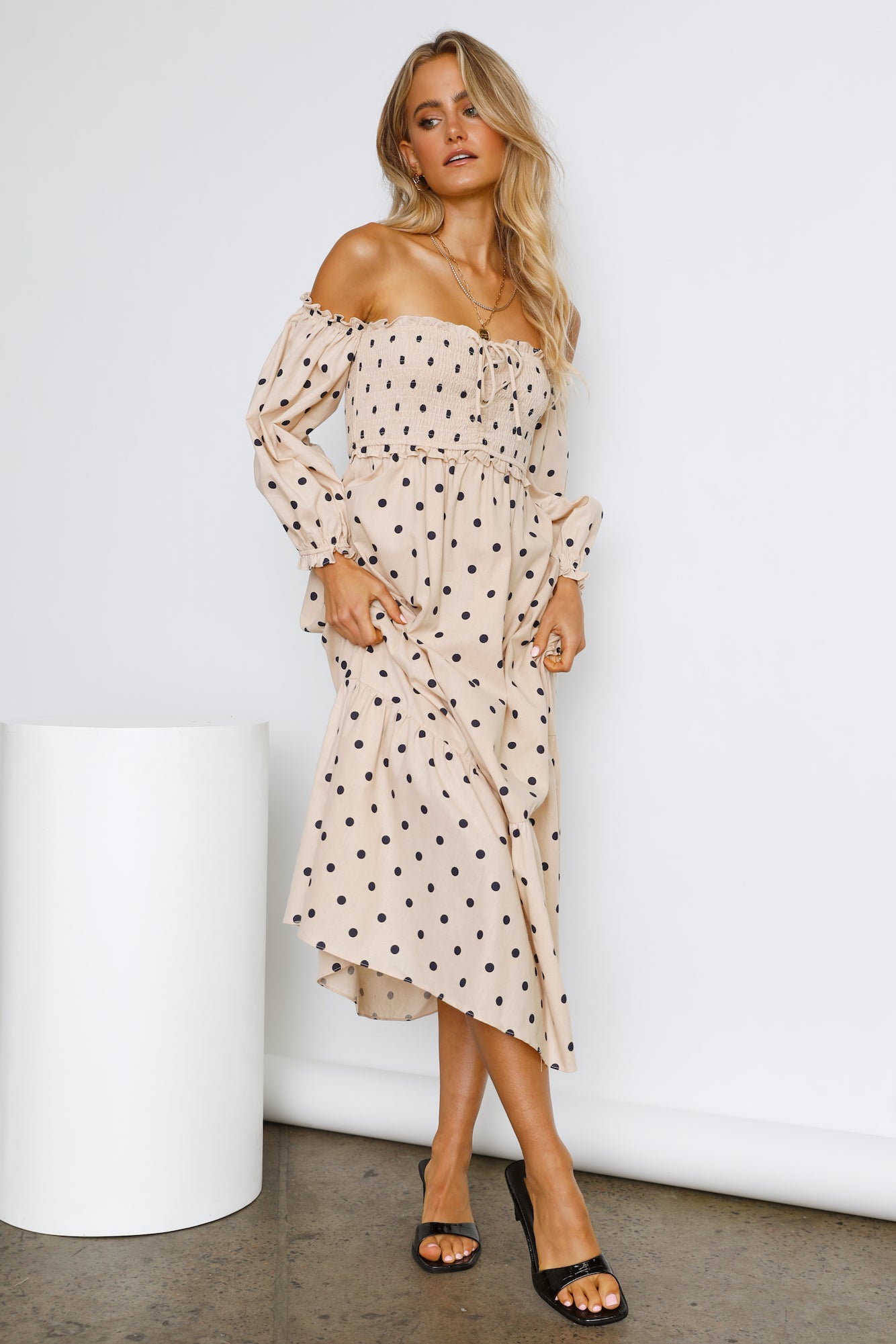 Kiss Me At Sunset Midi Dress Beige