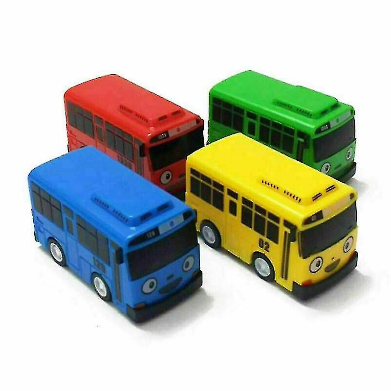 4pcs Toy Set Children Kids Educational Gift Mini Tayo The Little Bus Cartoon Car