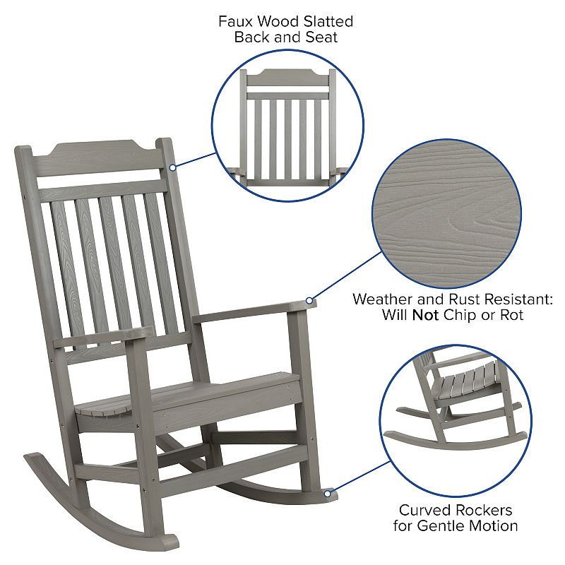 Merrick Lane Hillford Poly Resin Indoor/Outdoor Rocking Chair with Side Table