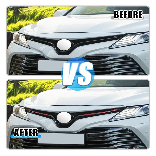 Unique Bargains Front Center Hood Grille Grill Cover Trim Protector Sticker For Toyota Camry Se Xse Models 2018 2021 Red 2pcs