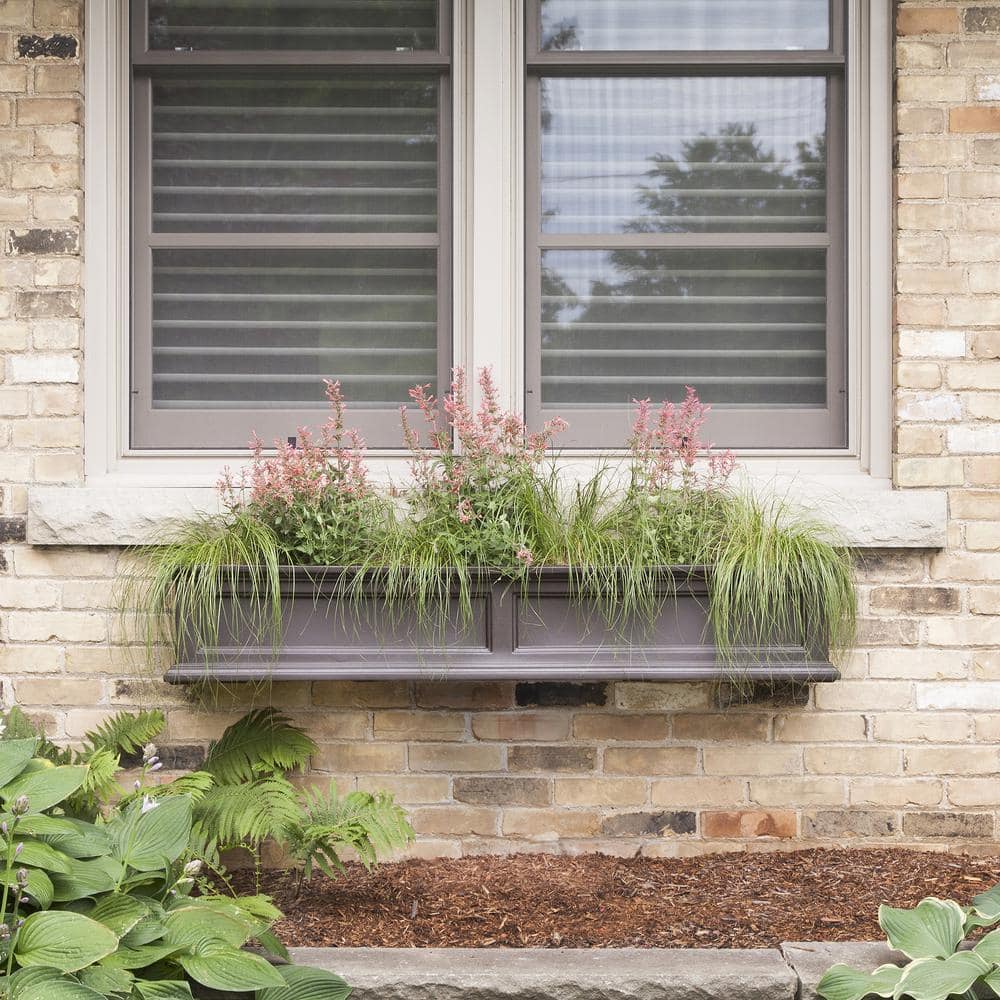 Mayne Fairfield 60 in. x 11 in. Self-Watering Espresso Polyethylene Window Box 5824-ES