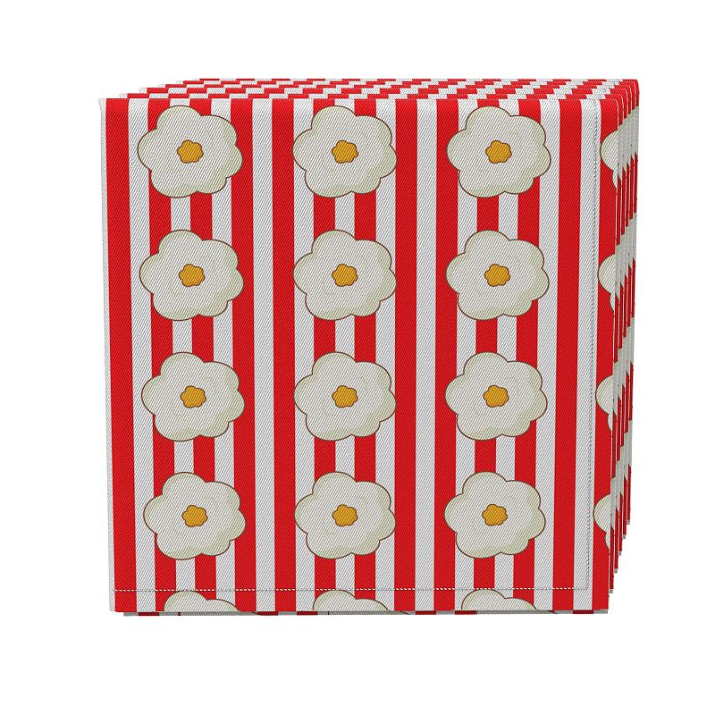 Napkin Set of 4， 100% Cotton， 20x20， Popcorn Stripe