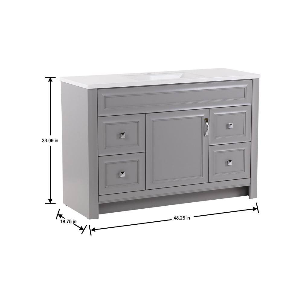 Glacier Bay Candlesby 48.25 in. W x 18.75 in. D Bath Vanity in Sterling Gray with Cultured Marble Vanity Top in White with Sink CD48P2-ST