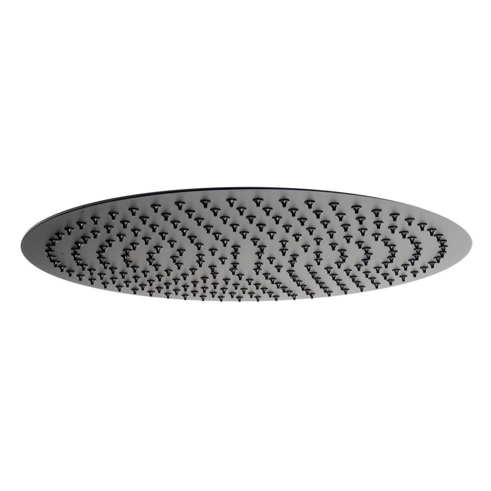 ALFI BRAND 1-Spray Patterns with 1.8 GPM 16 in. Ceiling Mount Rain Fixed Shower Head in Black Matte RAIN16R-BM