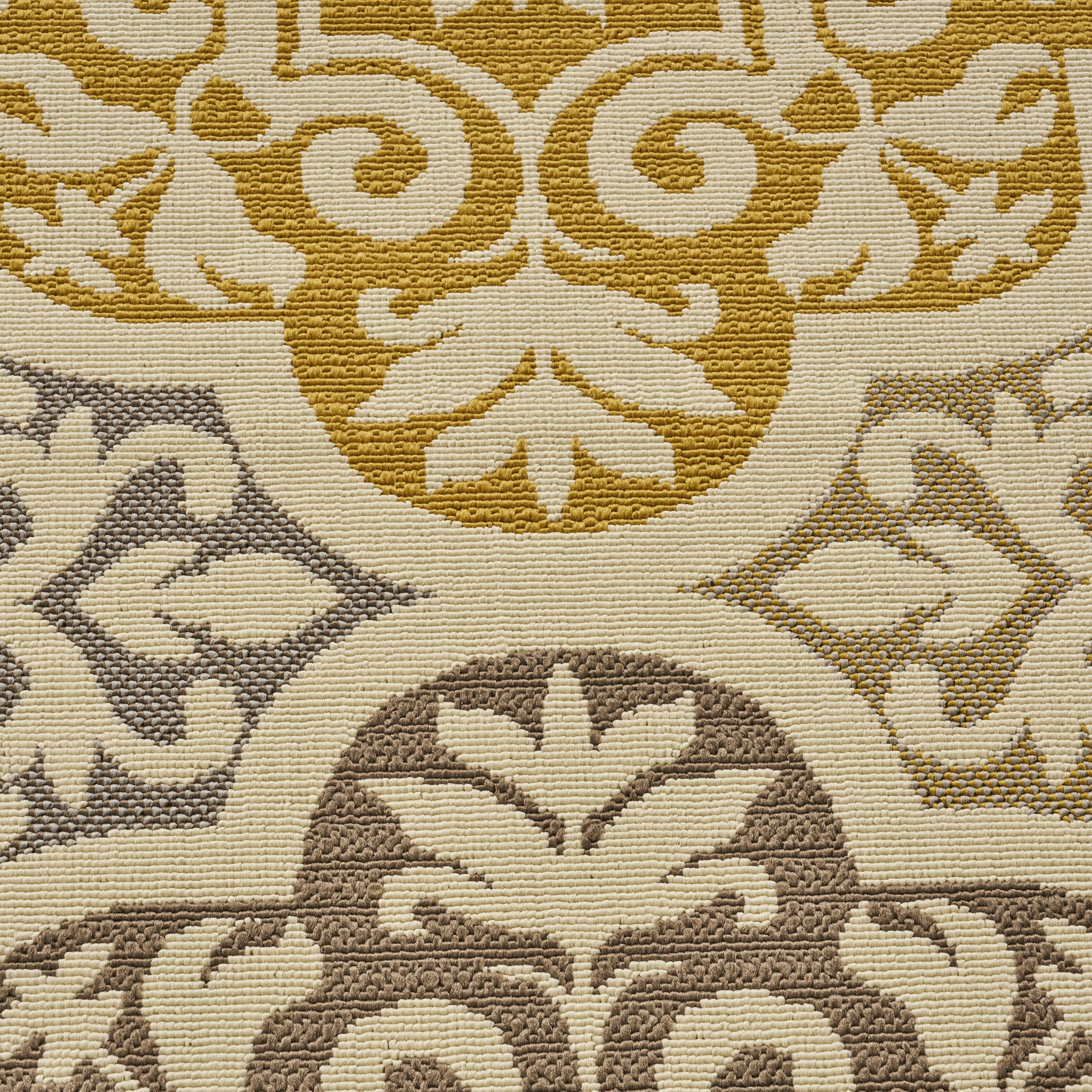 Shelton Outdoor Modern Oriental Quatrefoil Ivory and Gray Rectangular Area Rug