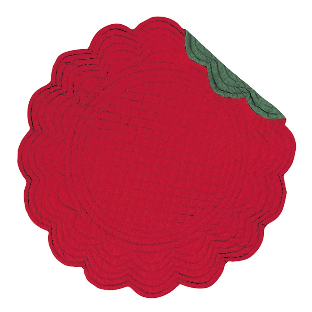 Red   Green Round Quilted Single Placemat