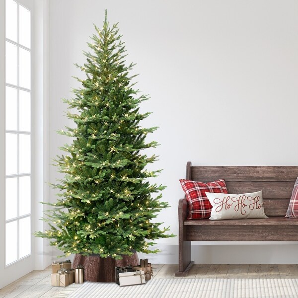 Puleo International 7.5' PreLit Slim Chatham Spruce Artificial Christmas Tree with Matching Skirt