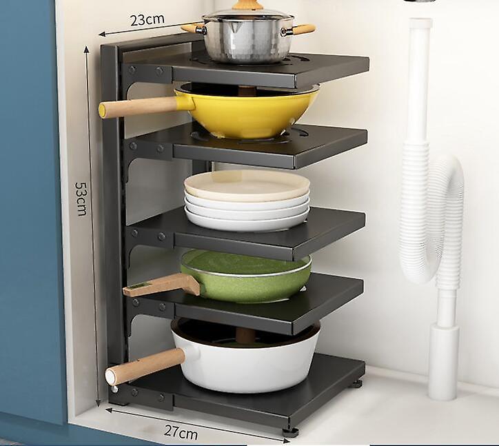 Kitchen Pot Storage Rack Adjustable Multi-layer Spacing Bottles Shelf Home Corner Shelves